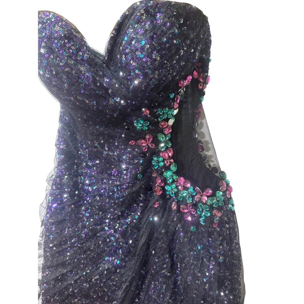 Kiss Kiss Sequin Vintage Homecoming/Prom Dress Gem Detail & Mesh Opening Sz 6 - Picture 3 of 8